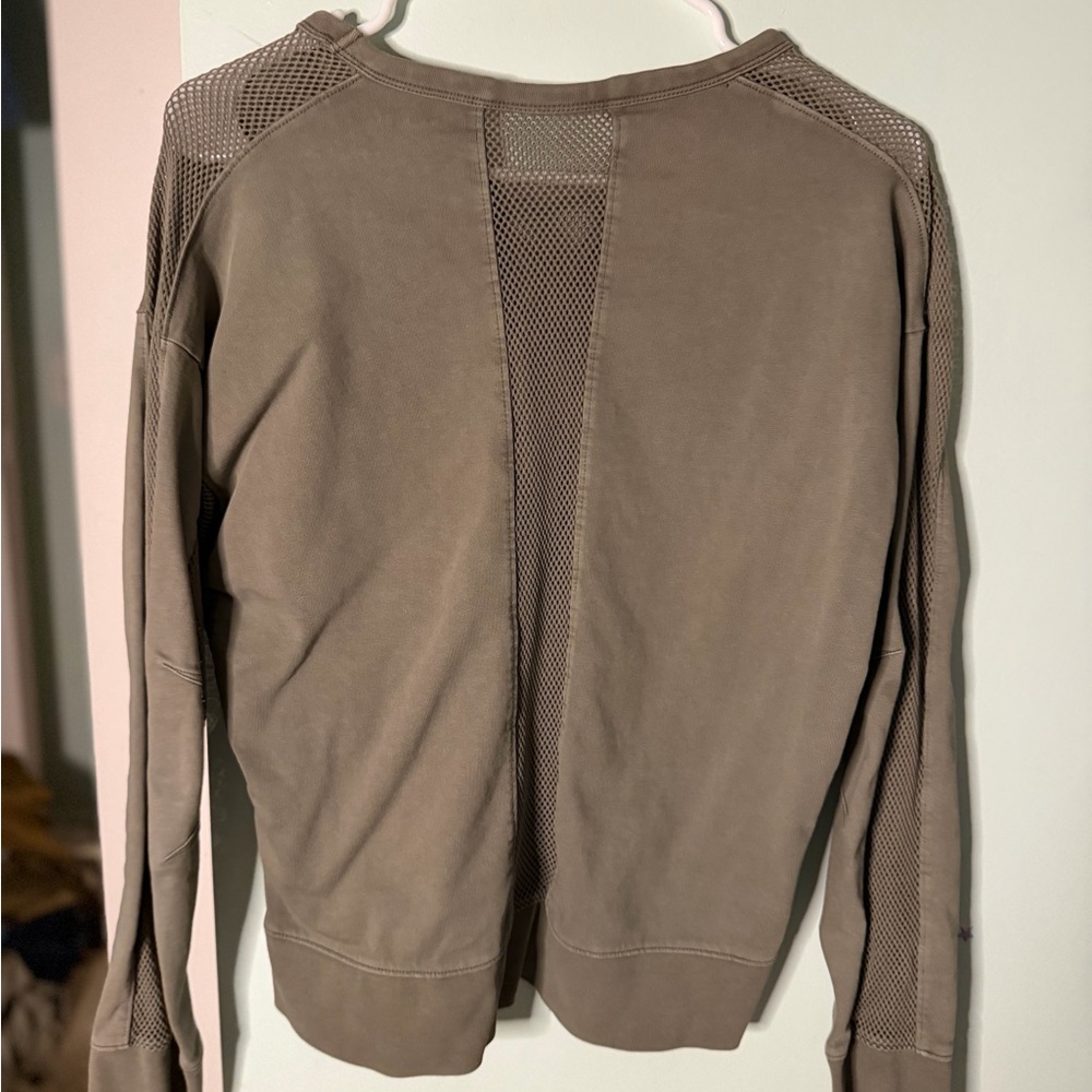 Athleta Olive Mesh Detail Top